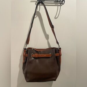 Chic Brown Faux Leather Shoulder Bag